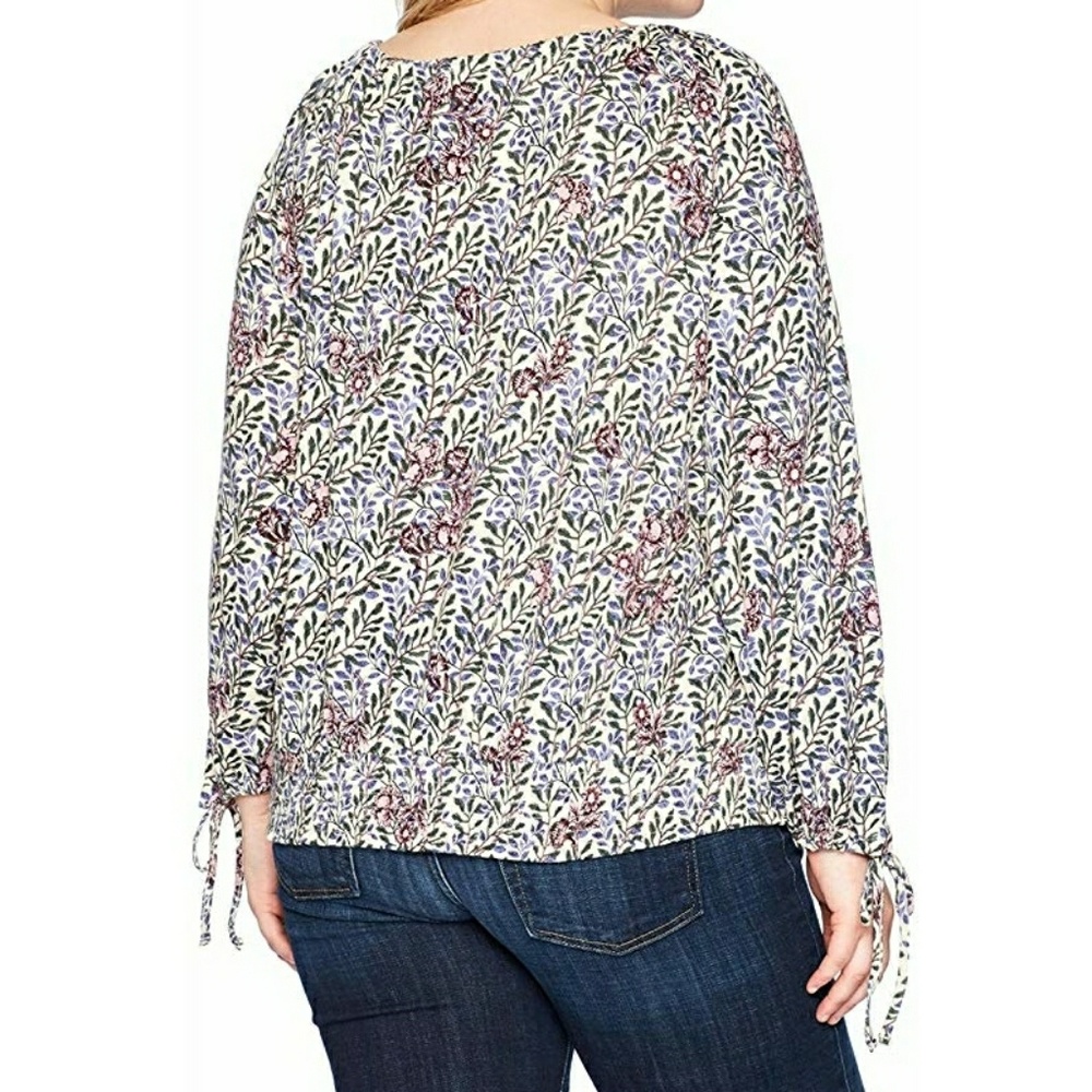 Lucky Brand Plus Banded Bottom Peasant Top - Picture 2 of 8